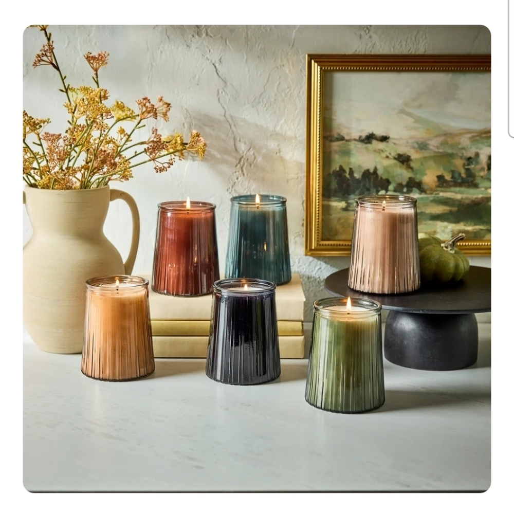 Better Homes & Garden Black Ribbed Glass Candle Firewood & Spice